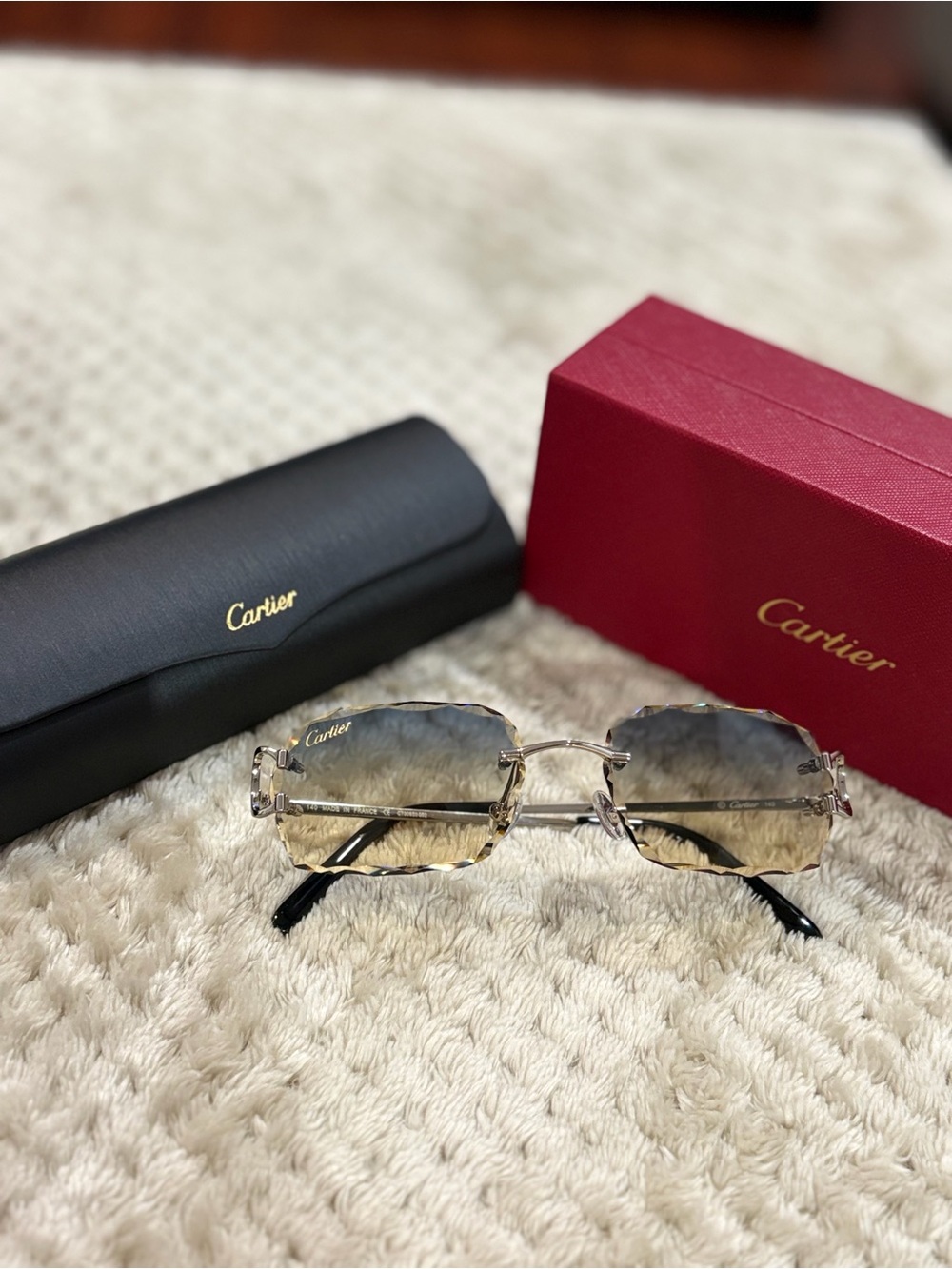 Cartier Rimless Gradient Sunglasses - Gold Frame, Brown Gradient Lenses